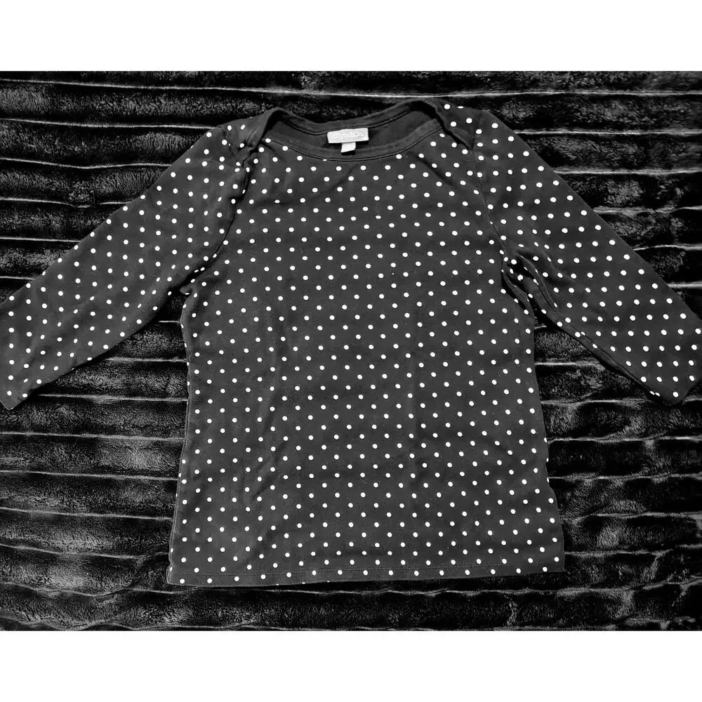 Style&Co Medium Polka Dot Black and White 3 Quarter Sleeve
